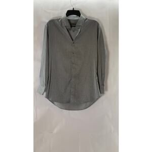 ELLE HOMME Men's Grey Slim-Fit Button-Up Long Sleeve Shirt SZ S